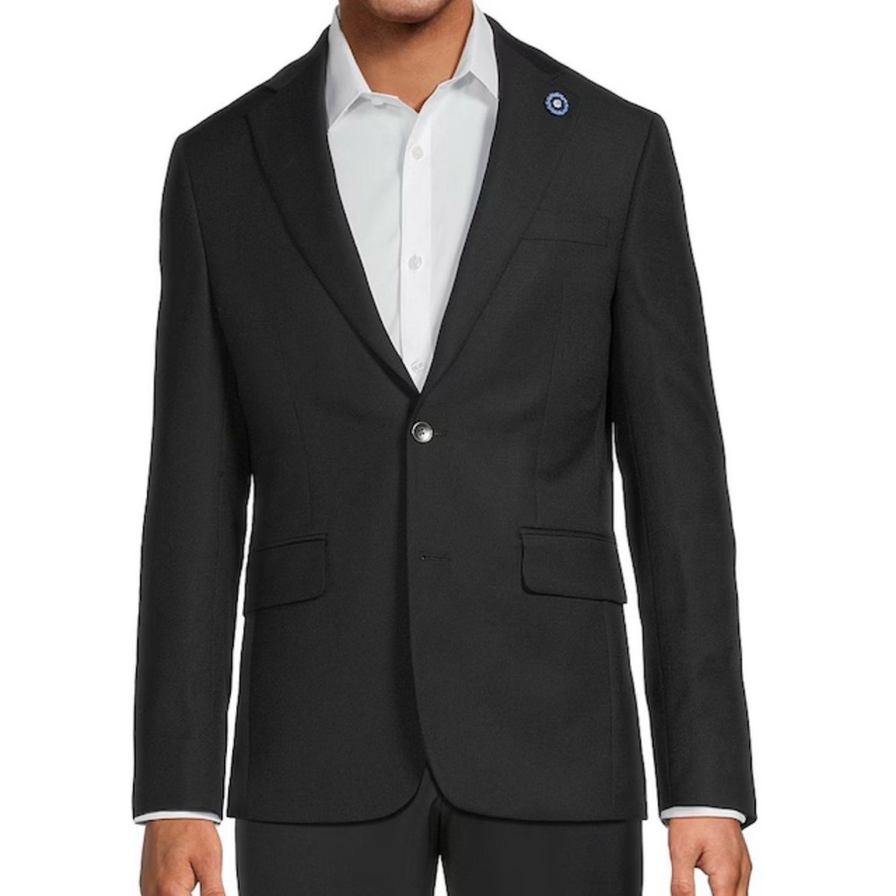 Hart Schaffner Marx 44S Black Blazer Sport Coat Wool Blend Classic 2 Button